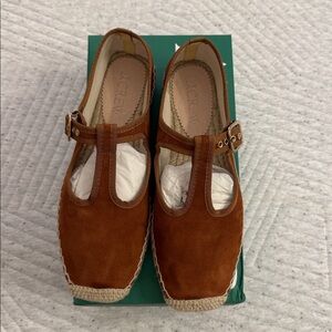 J.Crew Warm Cognac Suede Espadrille Flats